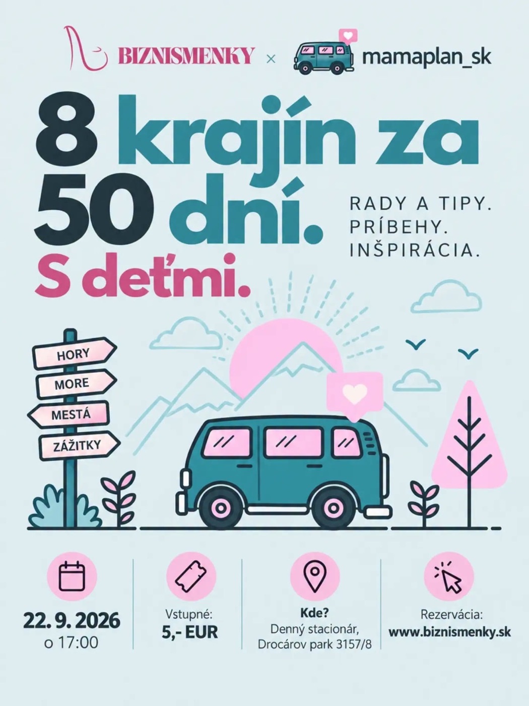 Grafika k Cestovateľskému kinu — 8 krajín za 50 dní