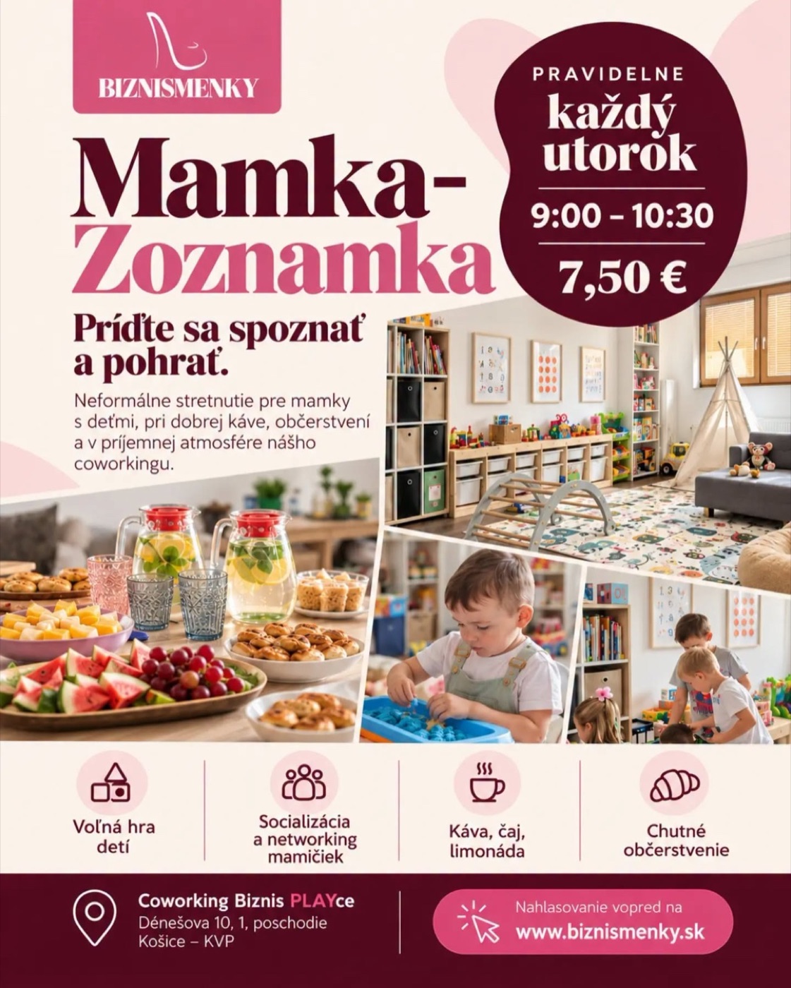 Mamka-zoznamka v Biznis PLAYce — utorky 9:00 – 10:30, 7,50 €